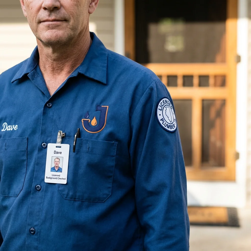 Licensed plumber showing ID badge in Mocksville, NC