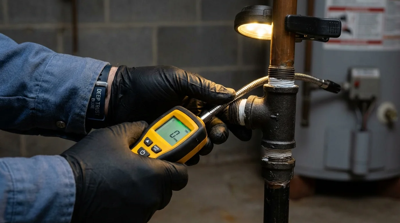 Gas leak detection with electronic sniffer by Johns Plumbing LLC in Mocksville