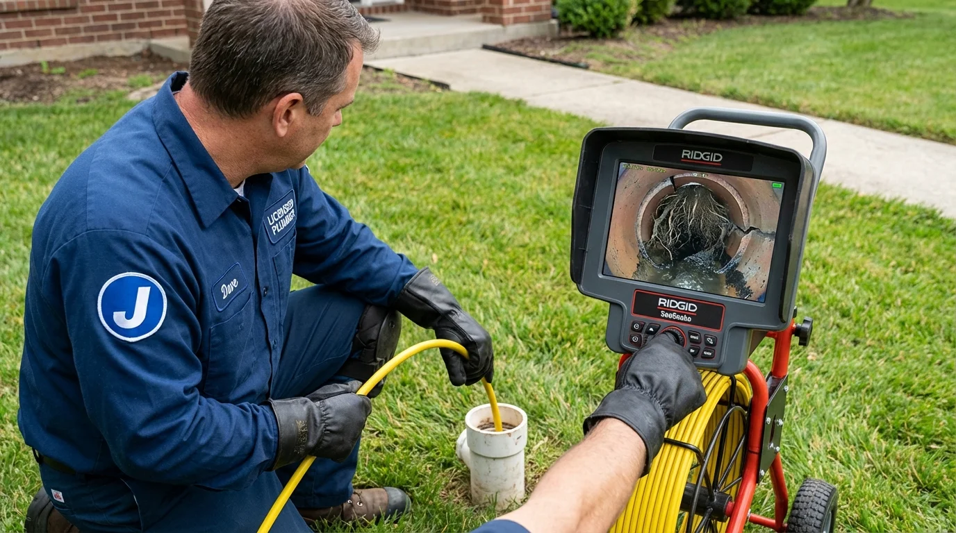 Sewer camera inspection being performed by Johns Plumbing LLC in Mocksville